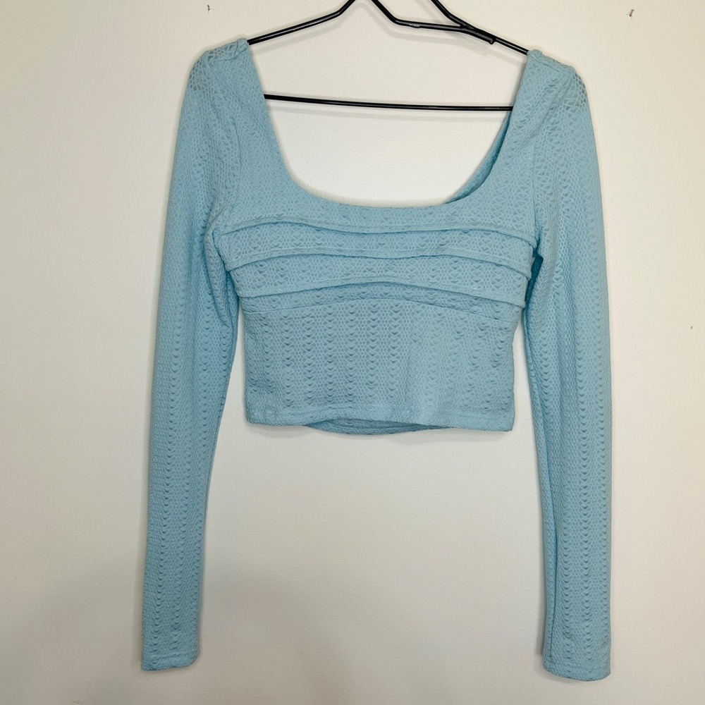 Baby Blue Tieback Crop Top Medium Baby Doll Coquette Beach Dainty
